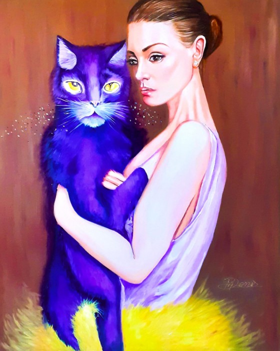 Tablou abstract-Violet cat