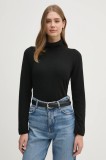United Colors of Benetton pulover din amestec de l&acirc;nă culoarea negru, light, cu guler, 1035D2551