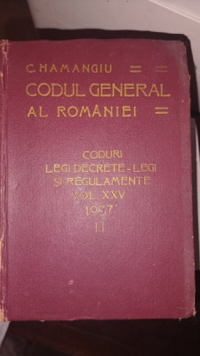CODUL GENERAL AL ROMANIEI VOL XXV - 1937 - II foto