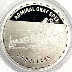 INSULELE SOLOMON 25 DOLLARS 2006 PROOF,(FIGHTING SHIPS-ADMIRAL GRAF SPEE).AG.999 foto