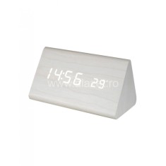 Desteptator digital LED, alb, lemn HOME OC 07