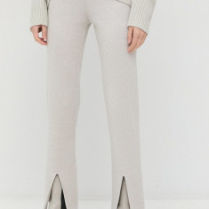 Liviana Conti pantaloni femei, culoarea gri, drept, high waist