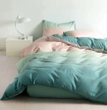 Cumpara ieftin Lenjerie Pat Bumbac 4 Piese Cu Elastic, Albastru/Roz, 140x200 cm. Set pat single