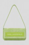 Karl Lagerfeld geanta de mana din piele intoarsa ICON K MD FLAP SHB SUEDE culoarea verde