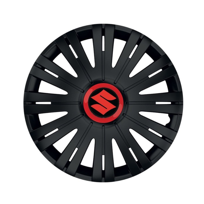 Set 4 capace roti Negre Cu Inel Rosu Active R15 Compatibil Cu Suzuki