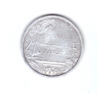 Moneda Polinezia Franceza 2 francs/franci 1983, stare buna, curata, cu urme de tragere de la matrita foto