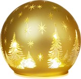 Glob decorativ de Craciun LED auriu din sticla, lumina calda, 12 cm