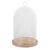 Cumpara ieftin Platou decorativ lemn cupola sticla &Oslash; 17x27 cm