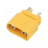 Conector alimentare DC XT90 tată PIN 2 AMASS pentru PCB THT