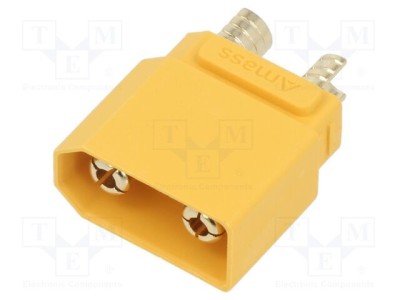 Conector alimentare DC XT90 tată PIN 2 AMASS pentru PCB THT foto