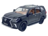 Macheta replica Lexus LX570 1:18 negru cu sunete, lumini, deschide tot