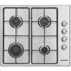 Plita incorporabila Heinner HBH-V4IEIX, 4 arzatoare gaz, Aprindere electrica, Dispozitiv de siguranta, Gratar emailat, Inox