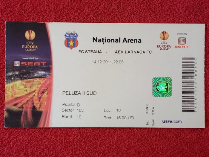 Bilet meci fotbal STEAUA Bucuresti-AEK LARNACA (Europa League 14.12.2011)