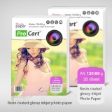 Hartie Foto A4 Autoadeziva Mata Procart 120/80g, 20 coli, Imprimare Inkjet 5760 DPI