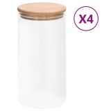 Borcane de depozitare din sticla capac de bambus 4 buc. 1200 ml