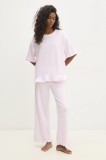 Answear Lab set de pijama de bumbac culoarea roz, bumbac
