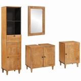 VidaXL Set de mobilier pentru baie cu ușă 4 pcs Maro 38 x 33 x 160 cm 3310068