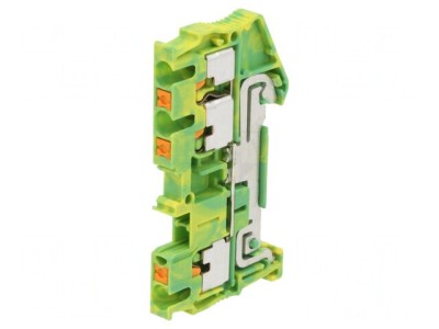 Conector &amp;Icirc;mbinare Șine 0.14-4mm&amp;sup2; 3 Borne Galben-Verde foto