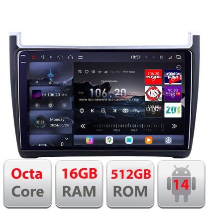 Navigatie VW Polo 2014- Edotec Kit-655 8 core QLED 2K 16+512 360 Android Waze USB Navigatie Internet Youtube Radio CarStore Technology