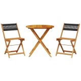 Cumpara ieftin Set mobilier bistro, 3 piese, negru, polipropilena lemn masiv