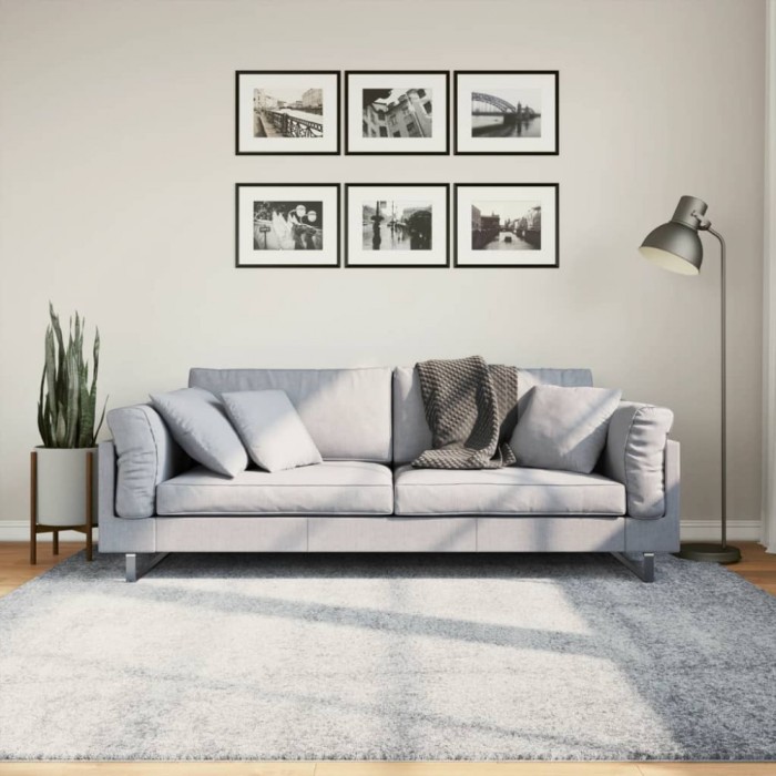 vidaXL Covor pufos &quot;PAMPLONA&quot; fire &icirc;nalte, albastru modern 200x200 cm