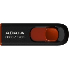 ADATA C008 32GB USB 2.0, retractabil, plastic negru rosu AC008 32G RKD