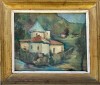 Tablou Mircea Popescu Peisaj Bucovinean Manastire Veche pictura ulei inramata 40x50cm, Peisaje, Realism