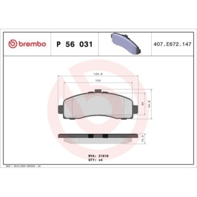 Placute frana Nissan Micra 2 (K11) 01.92-12.07, Fata, BREMBO foto