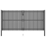 Poartă Gard Grădină Oțel Antracit 4x2.25m vidaXL, Sistem Blocare, St&acirc;lpi Inclusi, Rezistentă Rugină, Siguranță Curte, Design Modern