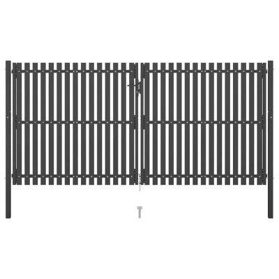 vidaXL Poartă de gard grădină, antracit, 4 x 2,25 m, oțel foto