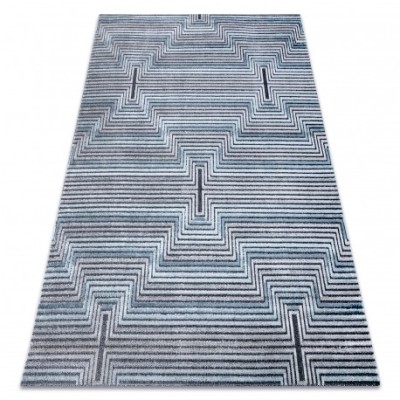 Covor Structural SIERRA G5018 țesute plate albastru - frize, caro, 160x220 cm foto