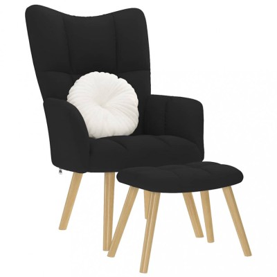 Gossi scaun de relaxare cu taburet, negru, textil foto