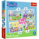 Puzzle Trefl 4 in 1 Peppa Pig pentru copii, multicolor, 4 ani+