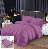 Cumpara ieftin Lenjerie pat Damasc Lila, 4 piese, bumbac, cu elastic, 180x200 cm