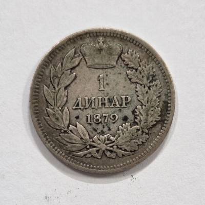 1 Dinar 1879 Serbia - Argint foto