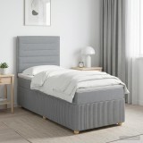 Cumpara ieftin Pat boxspring cu saltea Gri deschis 80 x 200 cm Tesatura