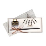 Set caligrafie Nassau Fine Art cu 6 penite si calimara de cerneala