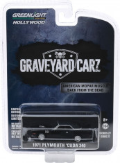 Macheta GREENLIGHT, Hollywood Series 27 - Graveyard Carz (2012-Current TV Series) - 1971 Plymouth Cuda 340 (Season 2 - Phantasm Cuda) Solid Pack 1:64 foto