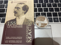 Moneda comemorativa argint 10 lei Romania 2009 , Macedonski foto