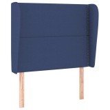 Cumpara ieftin Tablie de pat cu aripioare, albastru, 103x23x118/128 cm, textil