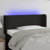 VidaXL Tăblie de pat cu LED, negru, 103x16x78/88 cm, textil