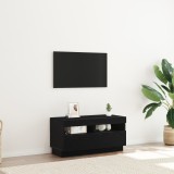 VidaXL Dulap TV cu lumini LED Negru Stejar 80x35x40 cm Lemn prelucrat
