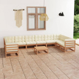 Set mobilier gradina cu perne, 11 piese, maro, lemn masiv pin GartenMobel Dekor, vidaXL