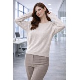 Bluza dama bej cu inimioare 3D