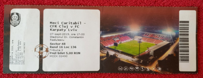 Bilet meci fotbal CFR CLUJ - KARPATY LVIV (meci caritabil 07.09.2019)