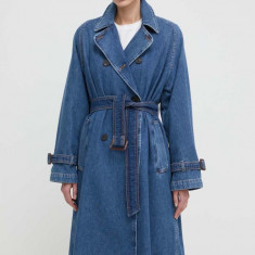 Weekend Max Mara trench din denim culoarea bleumarin, de tranziție, oversize 2415010000000