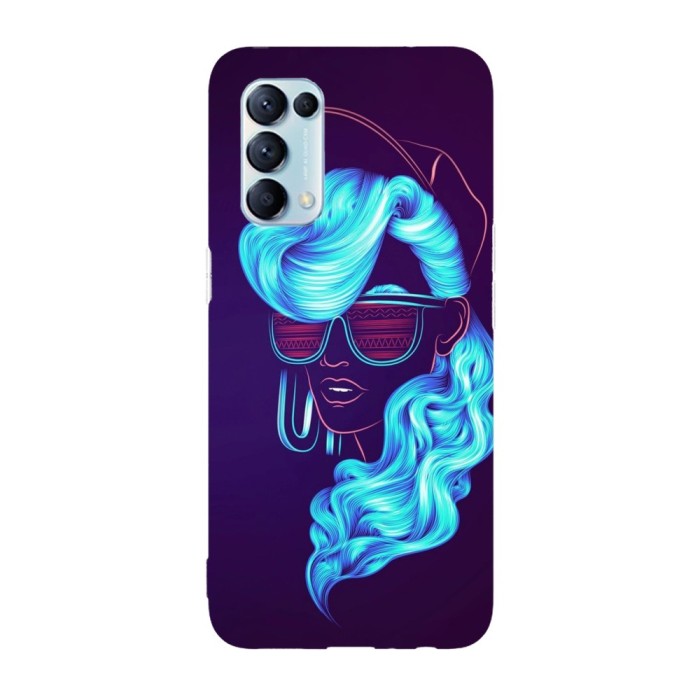 Husa compatibila cu Oppo A15s model Neon girl portrait, Silicon, TPU, Viceversa