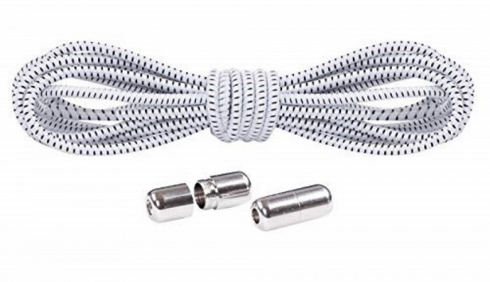 Alb cu Negru - Sireturi elastice inteligente, functie NO TOUCH, Capsula Metalica, 3MM, MODERATE, SIRETILA