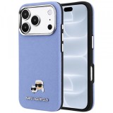 Husa MagSafe pentru Apple iPhone 18 Pro / 17 Pro, Karl Lagerfeld, Grained Karl &amp; Choupette Head's Metal, Bleu