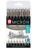 Set 8 pixuri - Sakura - Pigma Micron PN, Fineliner and Brush - Black | Royal Talens